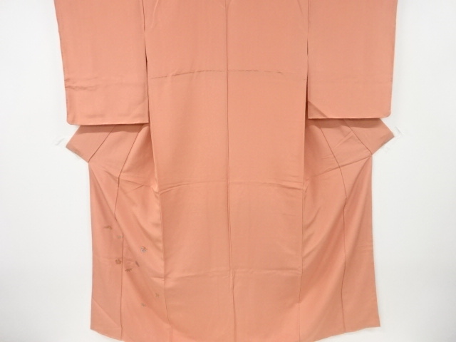 JAPANESE KIMONO / VINTAGE UNUNSED TSUKESAGE HOMONGI / EMBROIDERY / FLORAL PLANTS PATTERN / SINGLE CREST